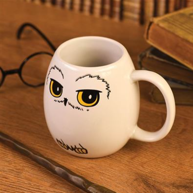 Harry Potter Mug. A great egg shaped white mug featuring illustration depicting Hedwig the owl on the front.