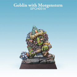 Goblin with Morgenstern a resin miniature from Spellcrow in a 28mm scale for your gaming table and beyond. This miniature is of a Goblin holding a morning star and sculpted by Paul Suvorov. 