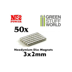 Neodymium Magnets 3x2mm - 50 units (N52) -9260- Green Stuff World