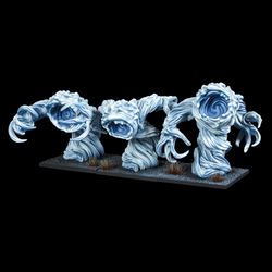 Resin Air Elemental miniatures - This pack contains three resin Air Elemental miniatures for your Kings of War gaming table one posed with its arms out front, the other with its arms behind leaning forward and the third standing straight with its arms more by its side than the others.