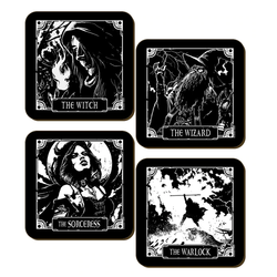Deadly Tarot The Wizard, The Warlock, The Sorceress & The Witch 4 Piece Coaster Set