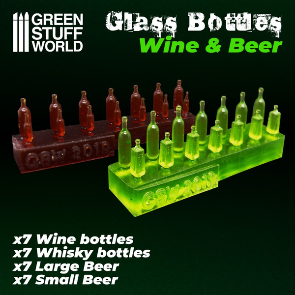 Transparent resin wine & beer bottles by Green Stuff World