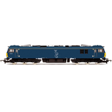 Caledonian Sleeper Class 92 92023 by Hornby. Scale model railway locomotive in blue with a yellow accent 