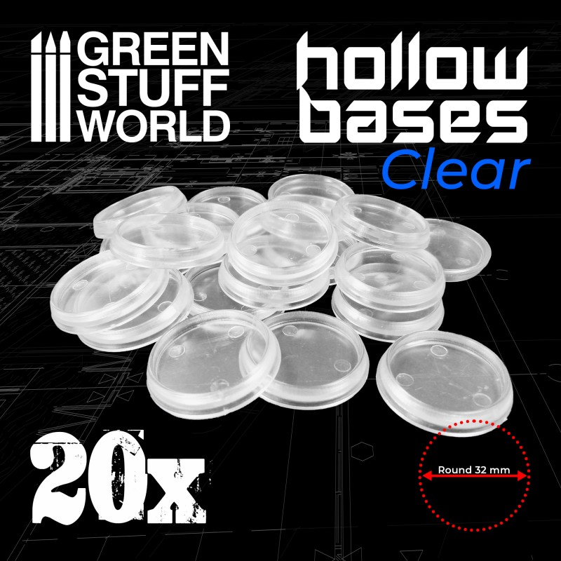 Hollow Transparent Plastic Bases - Round 32mm - GSW