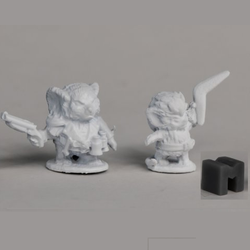 Mad Mozz & Wildchild Mouslings by Reaper Miniatures from their Dark Heaven Legends are special edition figures representing two mouslings, one has a shotgun and the other has a boomarang 