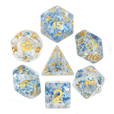 gold numbered dice with sapphire...