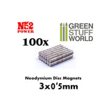 Neodymium Magnets 3x0.5mm - 100 units (N52) -9262- Green Stuff World