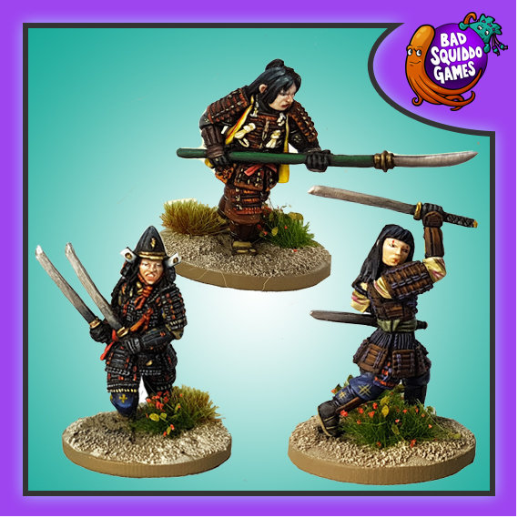 Onna-musha  BFM081 metal gaming miniatures by Bad Squiddo Games. Samurai style female miniatures 
