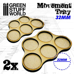 32mm Slim Fit Skirmish Movement Trays by Green Stuff World