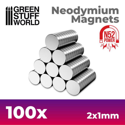Neodymium Magnets 2x1mm x 100 units (N52) from Green Stuff World. 