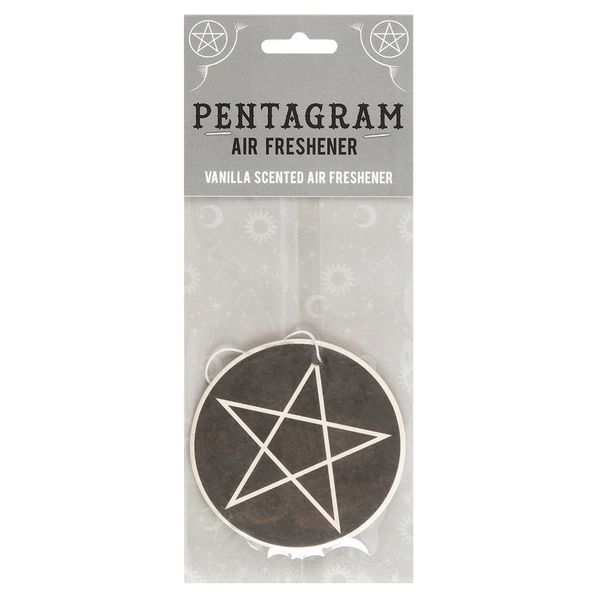 air freshener in a circle shape with a pentagram five pointed star design