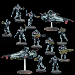 Deadzone Enforcer Strike Protocol Starter - MGDZE103 by Mantic Games. Miniature sci fi armoured soldiers and jet bike  