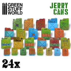 Resin jerry cans by Green Stuff World in various styles which could be used to represent gas cannisters or fuel cans 