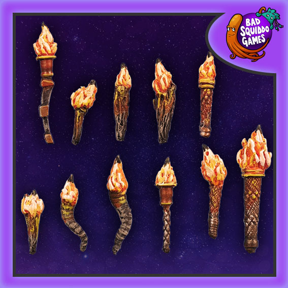 Flaming Torches by Bad Squiddo Games shown painted