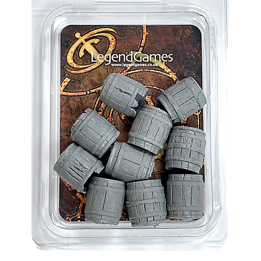 A set of resin barrels sculpted ...