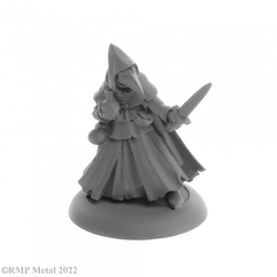 Brother Lazarus Plague Doctor from the Dark Heaven Legends metal range by Reaper Miniatures, holding a dagger in one hand and a potion bottle in the other