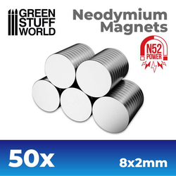 Neodymium Magnets 8x2mm x 50 units (N52) from Green Stuff World.