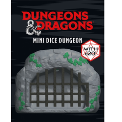 Mini Dice Dungeon with D20 and mini book.
