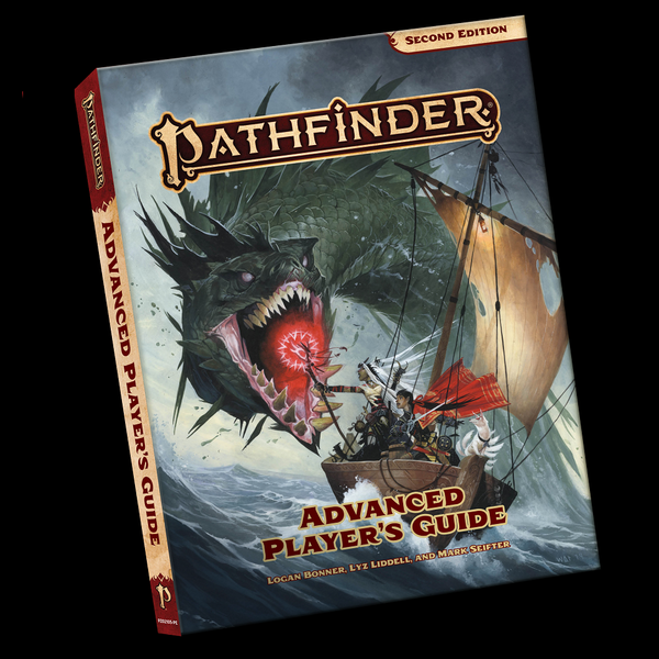 Pathfinder Advanced Player's Guide Second Edition cover art showing a beast with its mouth open facing down a small sail boat 