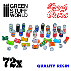 Resin drinks cans by Green Stuff World in various styles including crushed