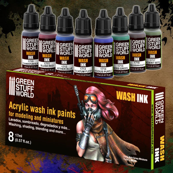 Acrylic Wash Ink Paints -Set x8 -9350 - Green Stuff World