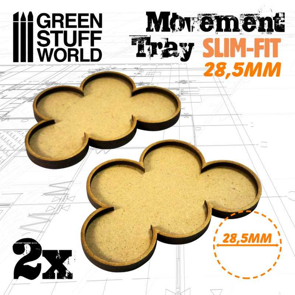 28.5mm Slim Fit Skirmish Movement Trays by Green Stuff World