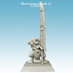 Sheol-morg Asgrak v.1 by Spellcrow is a resin miniature by Spellcrow. This minotaur holding a gigantic sword with a slightly disgruntled look on its face, a loin cloth as clothing 