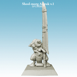 Sheol-morg Asgrak v.1 by Spellcrow is a resin miniature by Spellcrow. This minotaur holding a gigantic sword with a slightly disgruntled look on its face, a loin cloth as clothing 