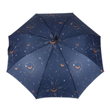 Umbrella, An elegant design of moons and stars on the canopy and curved handle.  
