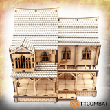An MDF tavern for your gaming table from TT Combat. This kit lets you build a steep pitched roofed and angled wall tavern in which each section can be removed and the interior is fully playable.