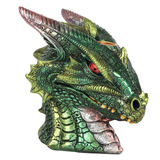 incense burner. green dragon head with silver accents and red eyes. 
