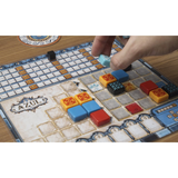 Azul Crystal Mosaic Expansion a hand laying a tile on the game board 