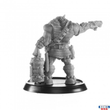 Oonda Roogtarki Smuggler miniature. A Sci-Fi bugbear holding a weapon out stretched with one arm and a barrel in the other. Rear view 