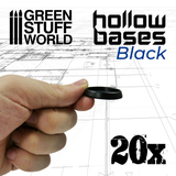 Hollow Black Plastic Bases - Round 32mm - GSW