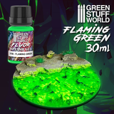 Splash Gel Flaming Green by Green Stuff World shown on a miniatures base