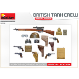 British tank crew unassembled plastic model kit by Mini Art which contains 5 figures with weapons.