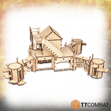 A wonderful MDF kit from TT Combat Savage Domain range of fantasy scenery enabling you to construct a water mill in a steam punk style with various heights and covers- full view 