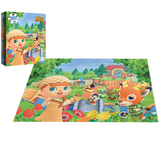 Animal Crossing New Horizons 1000 Piece Puzzle box art and completed puzzle showing characters tending to the garden