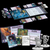 Stuffed Fables game laid out, cards and miniatures figures 