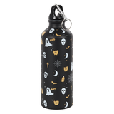 A black bottle with Halloween inspired decoration
