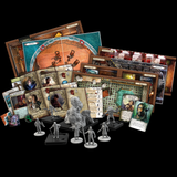 Mansions of Madness Horrific Journeys cards and miniatures from the game