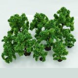 areal view. Gaugemaster Deciduous Trees for your scale model railway, dioramas and gaming tables, with a mix of green foliage and brown trunks