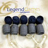 A set of resin barrels sculpted ...