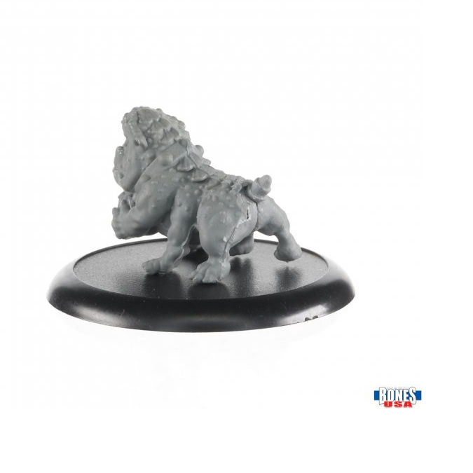 Broogtarki Ore Hound gaming miniature of a 6 legged dog, this view is from the rear