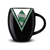 This black mug has the house crest for Slytherin on one side and the school tie colours on the other