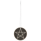 air freshener in a circle shape with a pentagram five pointed star design