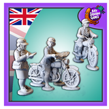 A pack of resin miniatures depicting female despatch riders taking important messages during WW2