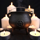 Cast Iron Cauldron With Pentagram Design - 7cm