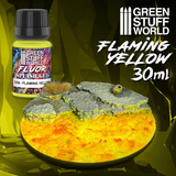 Splash Gel Flaming Yellow by Green Stuff World shown on a miniature base