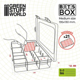 Medium Plastic Bits Box by Green Stuff World a 195x130mm plastic multi purpose box with compartments